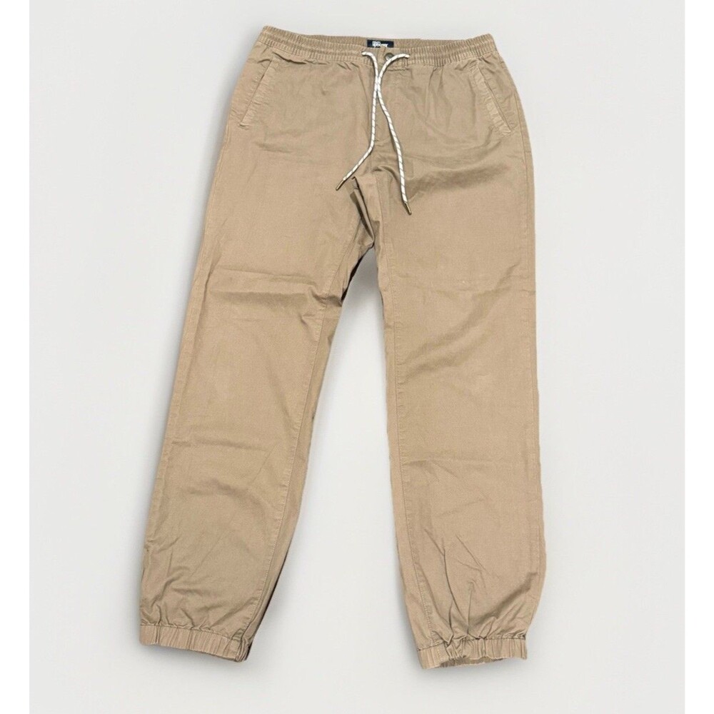 Reyn Spooner Men’s L Solid Beach Twill Chino Khaki Drawstring Joggers ECU Coast